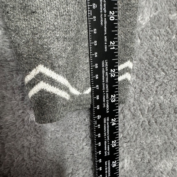 Rebecca Elliot Women’s Cardigan Sweater Small Gray White Aztec Tribal Open Front - Picture 5 of 8